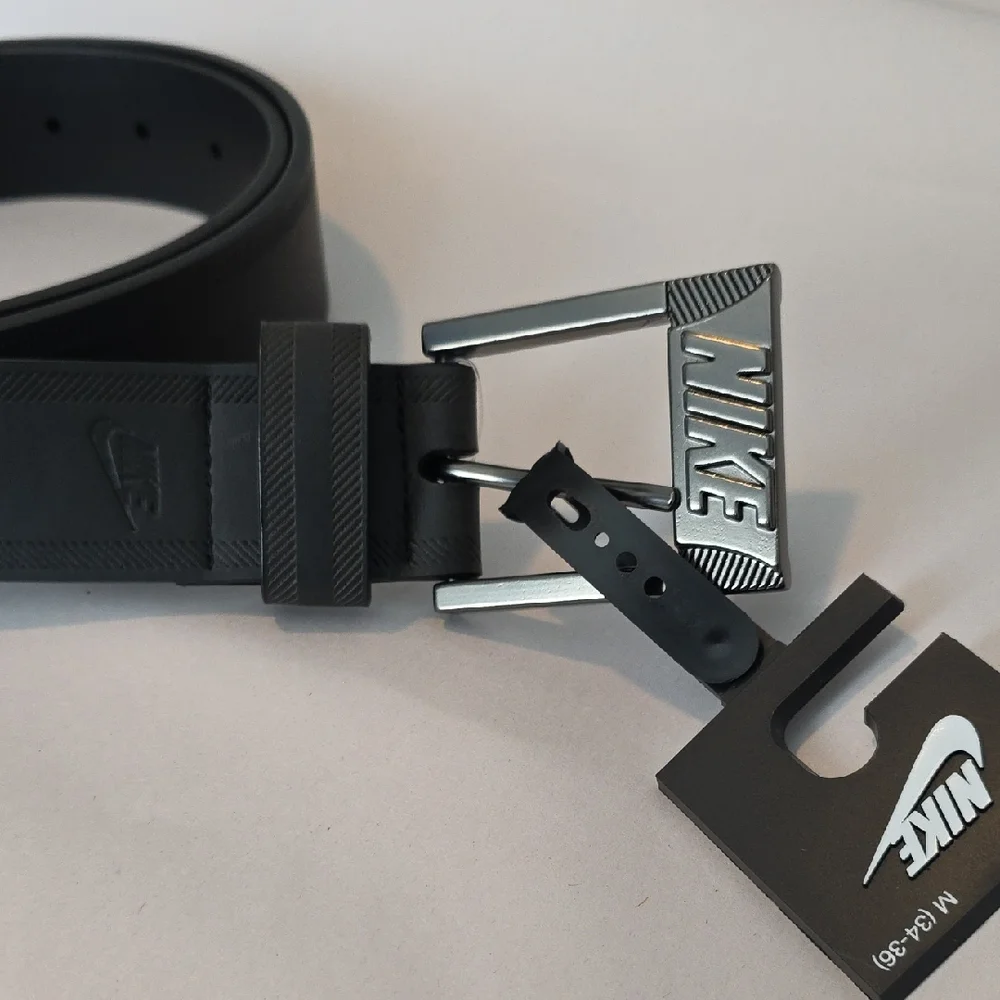 Nike Belt - Black Men’s Belt with Branded Silver Buckle 34 - 36